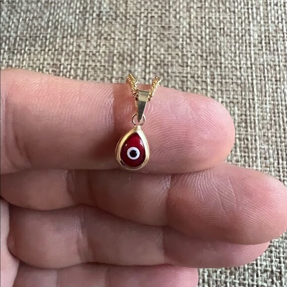 Tear evil eye 14k Solid Gold Pendant perfect gift for anyone birthday gift - Picture 3 of 4